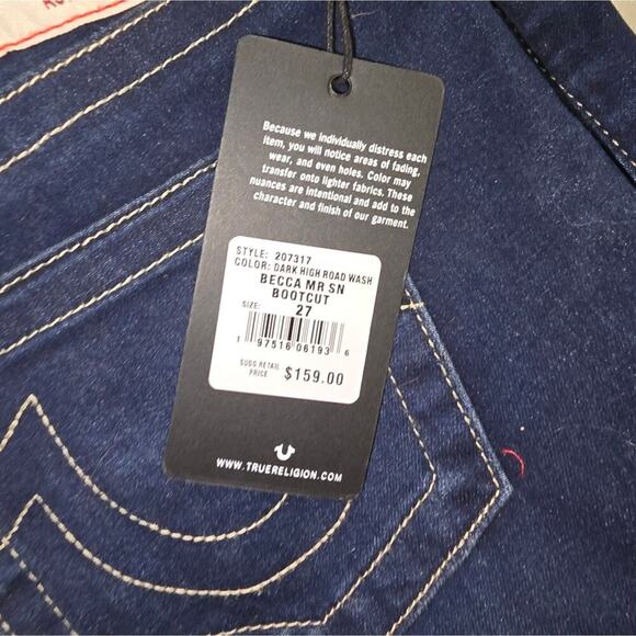 True‎ Religion Becca Mid Rise Bootcut Women's Dark Wash Blue Jeans Size 27 New - Picture 12 of 15